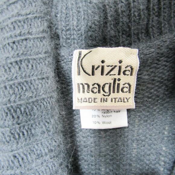 Krizia Maglia Maxi Dress Sweater Womens Large Angora Wool Gray Silver Metallic - Picture 10 of 13